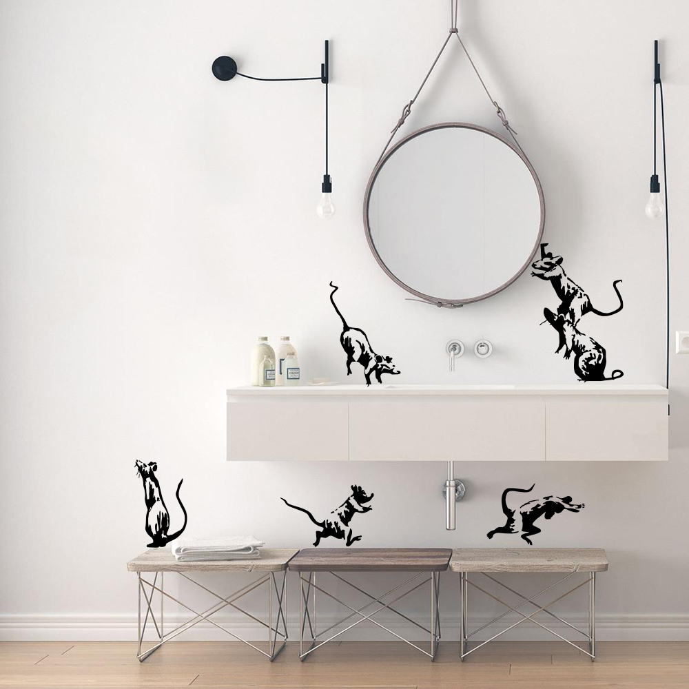 Home Bathroom Tiles - 5 sztuk Banksy toaleta szczury naklejka